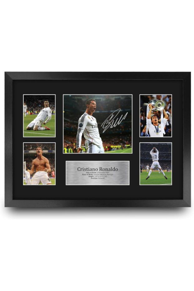 Cristiano Ronaldo Real Madrid 16 x 12 inch (A3) Printed Gifts Signed Autograph Picture for Football Fans and Supporters - 16" x 12" Framed