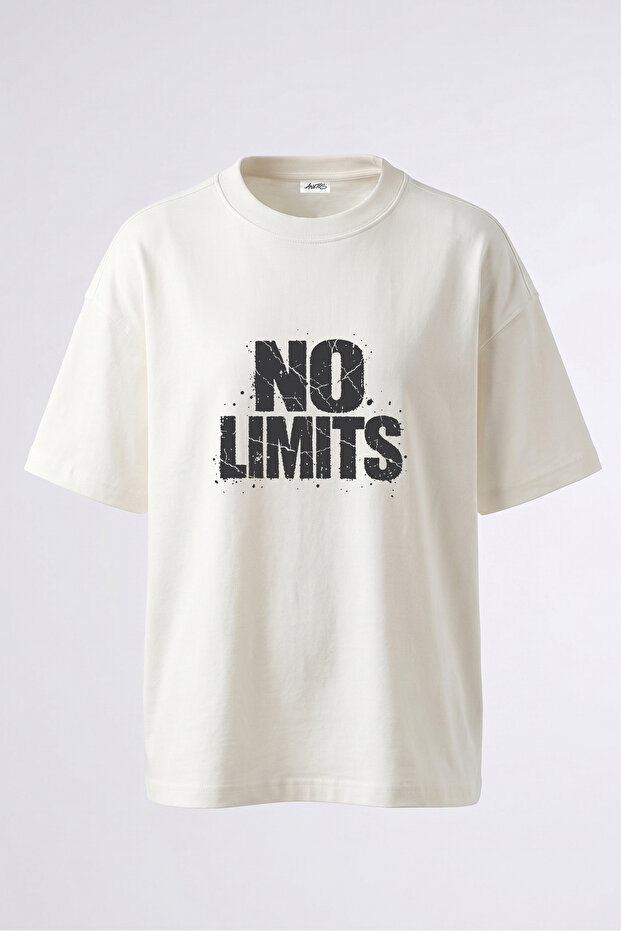 No Limits Design Back Printed Cotton White Oversize T-Shirt