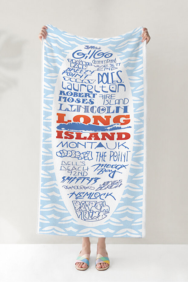 Written Marine Themed Beach Towel - Blue White Nautical Pool Sea Bath Quick Drying Beach Cover