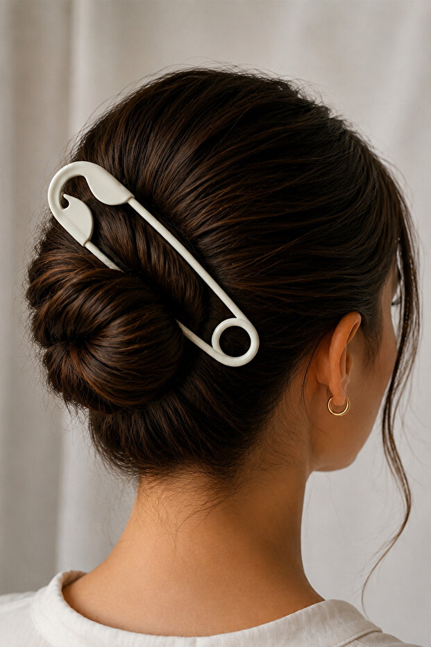 Large Size Special Design Safety Pin Stylish Bun Hairpin (14cm)