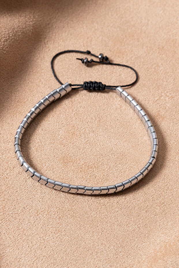 Hematite Stone Adjustable Drawstring Men's Bracelet - 5