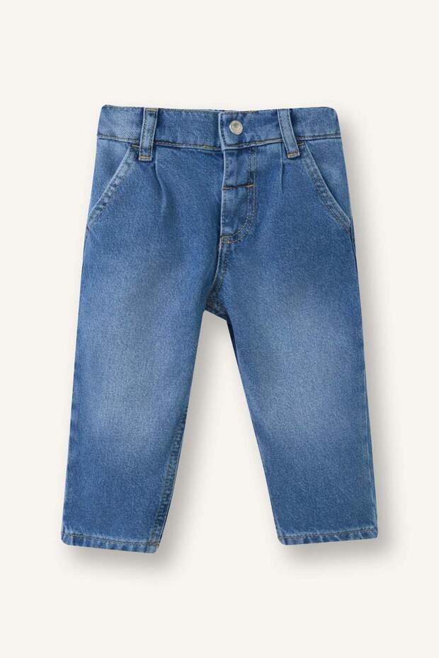 100% Cotton Baggy Fit Blue Trousers for Baby Girl H2202A526Hs