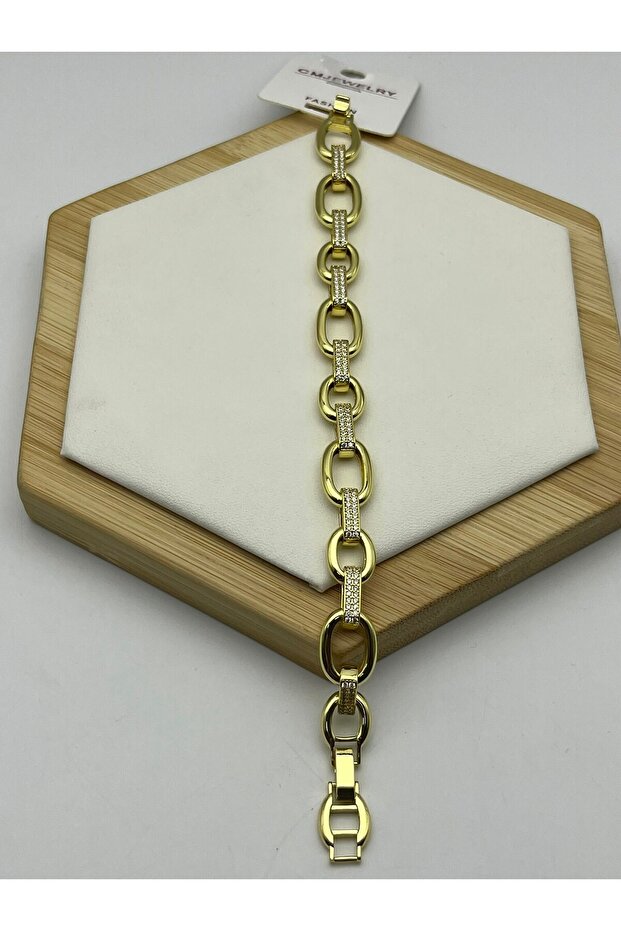Oval link gold bracelet - 26cmblk30