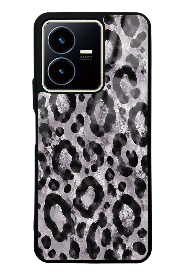 Vivo Y35 Gray Leopard Design Glossy Phone Case