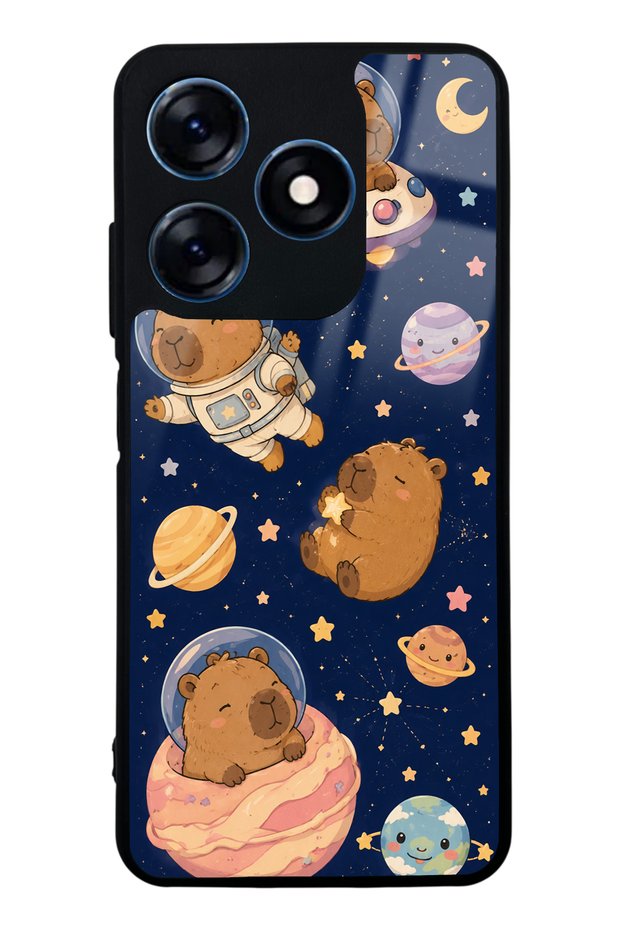 Tecno Spark 10 Glossy Phone Case with Cosmic Capybara Design