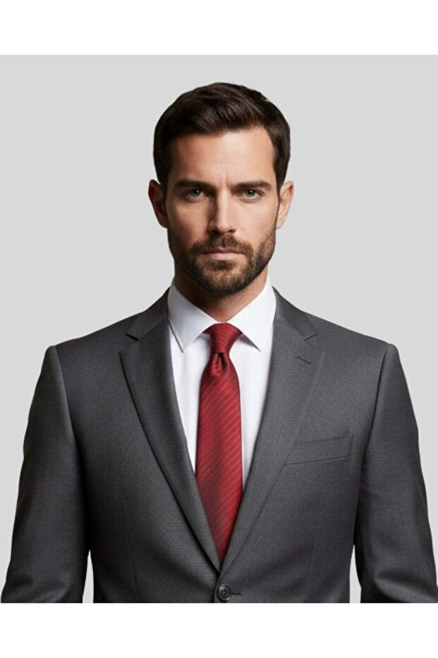 Red Striped Classic Men's Tie - 8 cm Wide