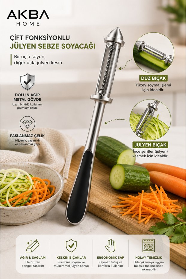 Julienne Peeler Stainless Steel Vegetable Fruit Peeler Dual Function Chopper
