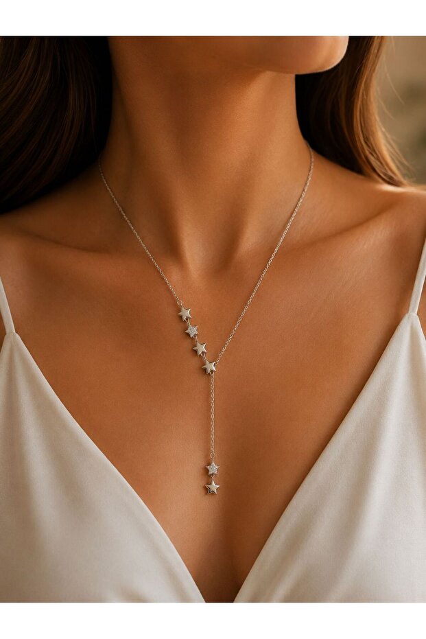 Star Figured Y Steel Necklace