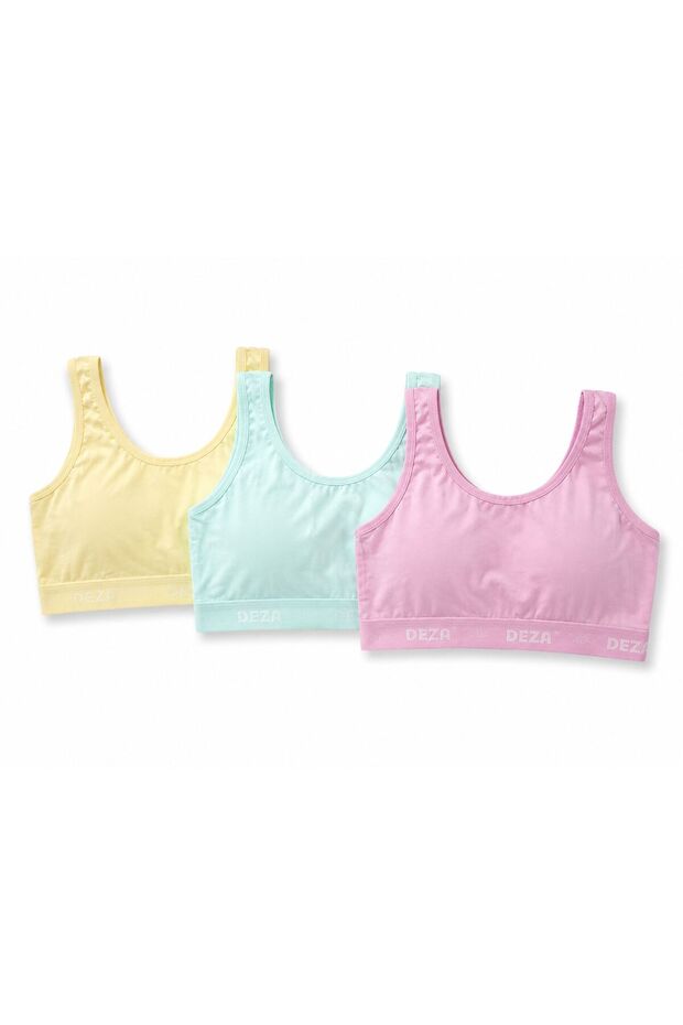 3-Piece Colorful Cotton Thick Strap Girls' Padded Bustier Set