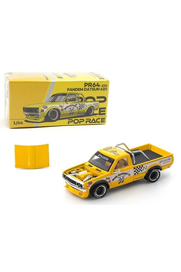 Pop Race Pandem Datsun 620 Moon Equipped Yellow 1:64 Diecast Model Car Pr64-250