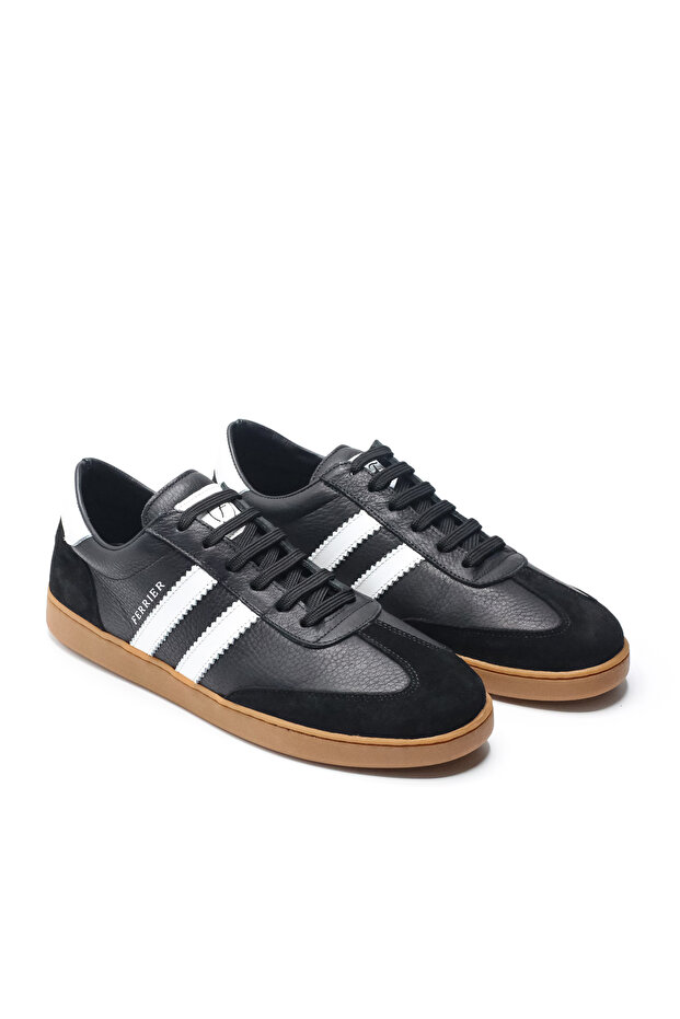 Rimini Black Genuine Leather Men's Sneaker Shoes with Rubber Sole and Calf Lining