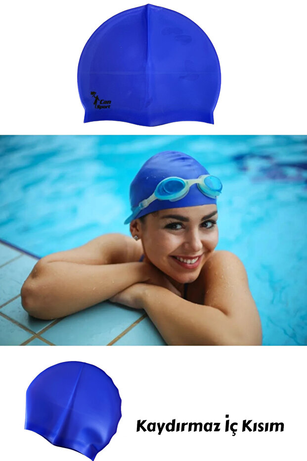 Blue Silicone Sea and Pool Swimming Cap, Comfortable and Stylish Swimming Cap