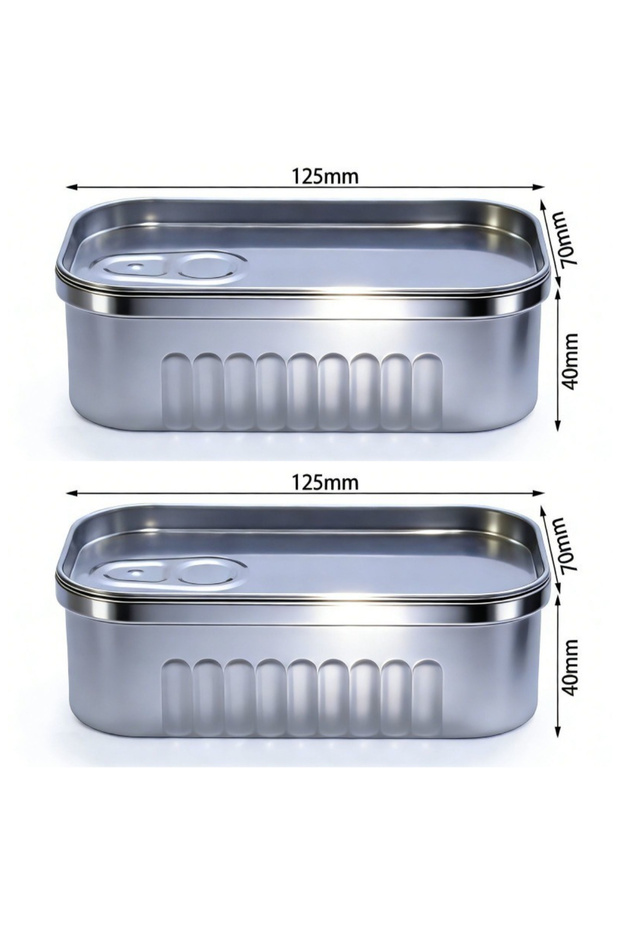 2pcs 1/2PCS Sardine Can Shaped Storage Tin Box Portable Metal Material Sealed Jar with Lid for Stori