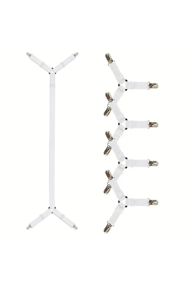5PCS White 5pc Adjustable Bed Sheet Holder Straps Fitted Sheet Sheet Clip Elastic Anti Slip Clip Bla