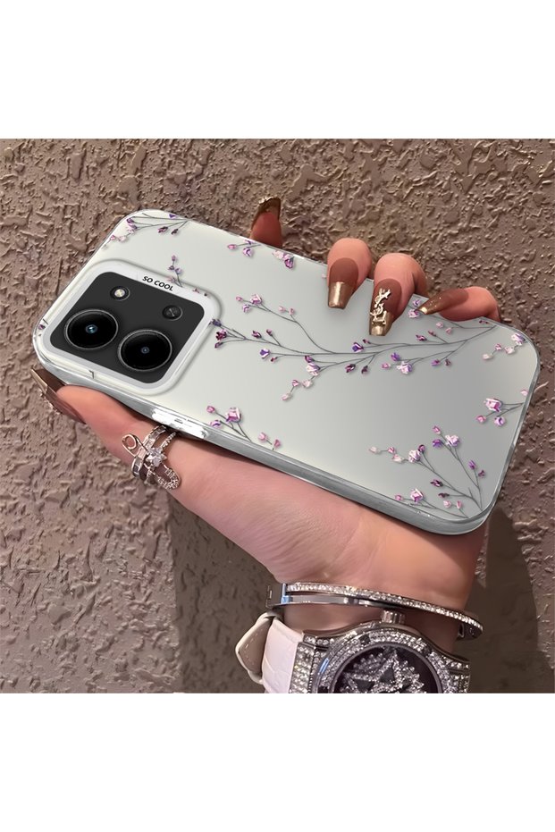 Redmi 15C 4g Compatible Slim Branch Flower Case, Wear-Resistant Minimalist Mobile Phone Case