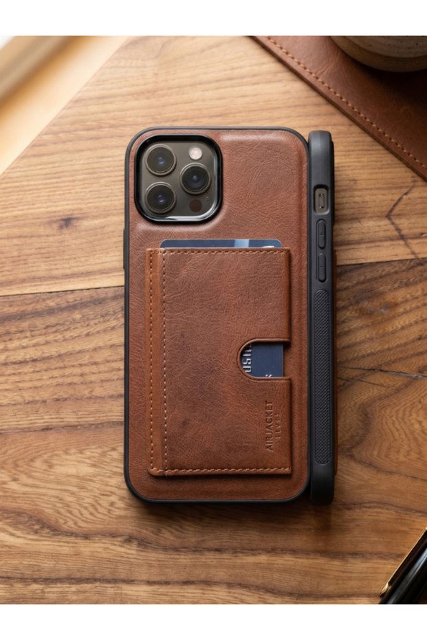 iPhone 16 Compatible Leather Phone Case with Camera Protection and Magnetic Card Holder