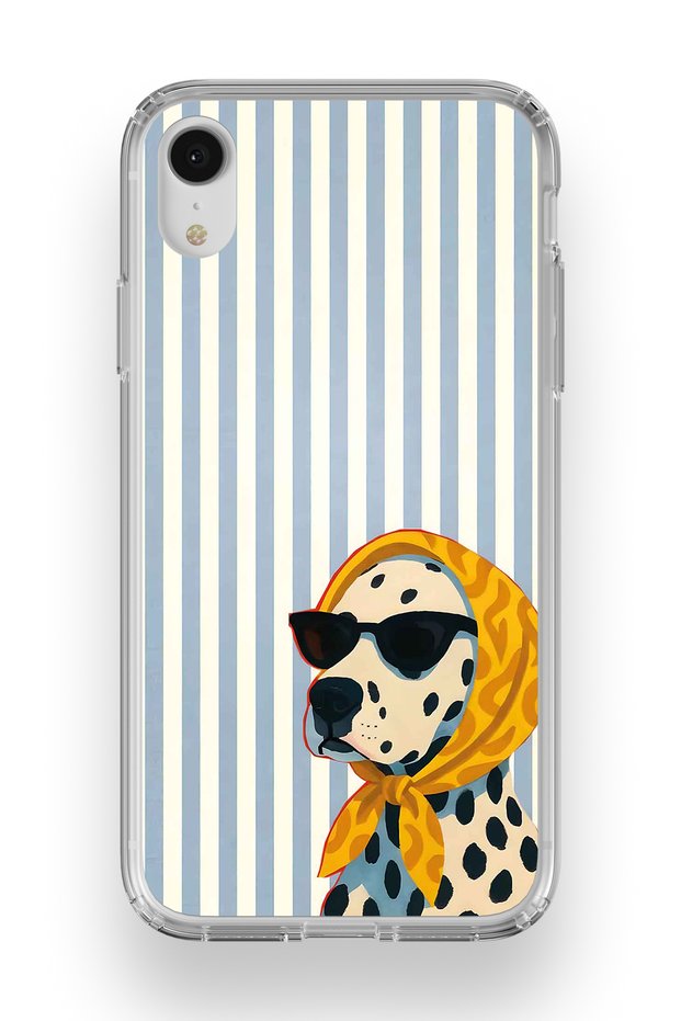 iPhone Xr Compatible Transparent Phone Case with Dalmatian Dog Pattern