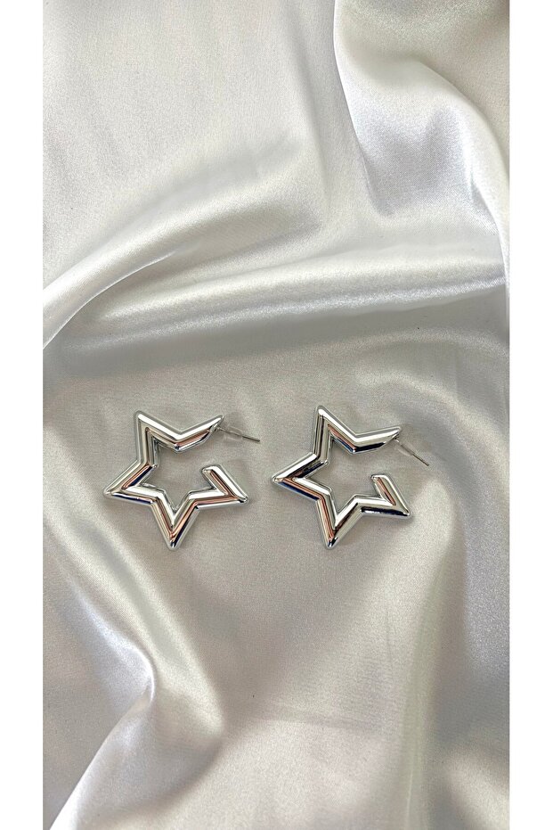 Women's Silver Color Star Earrings