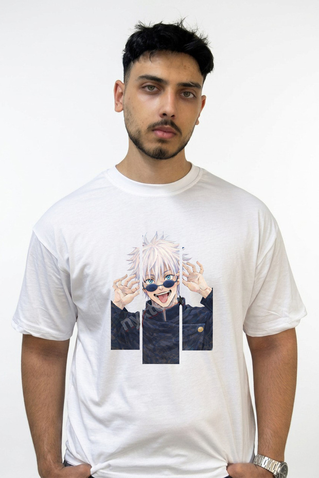 Gojo Satoru_45 Design Printed Oversize White T-Shirt
