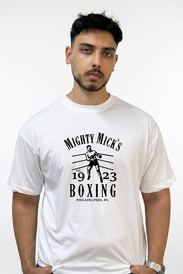 Boxer Ring Design Printed Oversize White T-Shirt