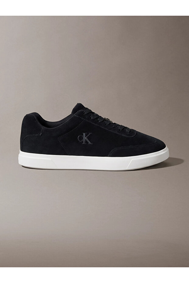 Men's Low-Top Comfortable Sole Suede Black Sneaker with Ck Logo