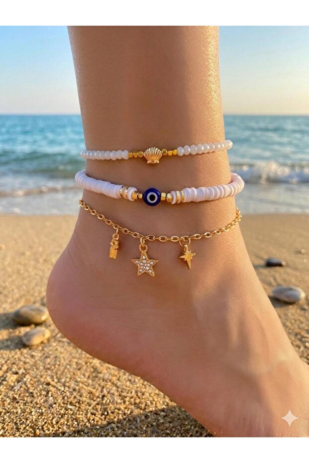 Kumsal Esintisi Set of 3 Anklets