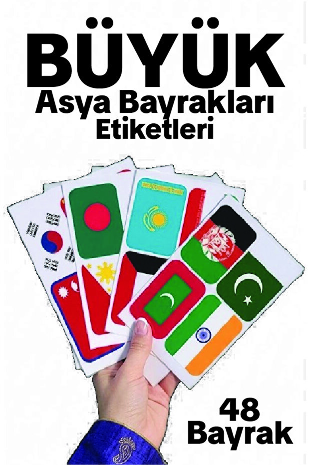 Asian Countries Large Flag Sticker Set 48 Countries 8.4X6 cm Sticker School Project Label