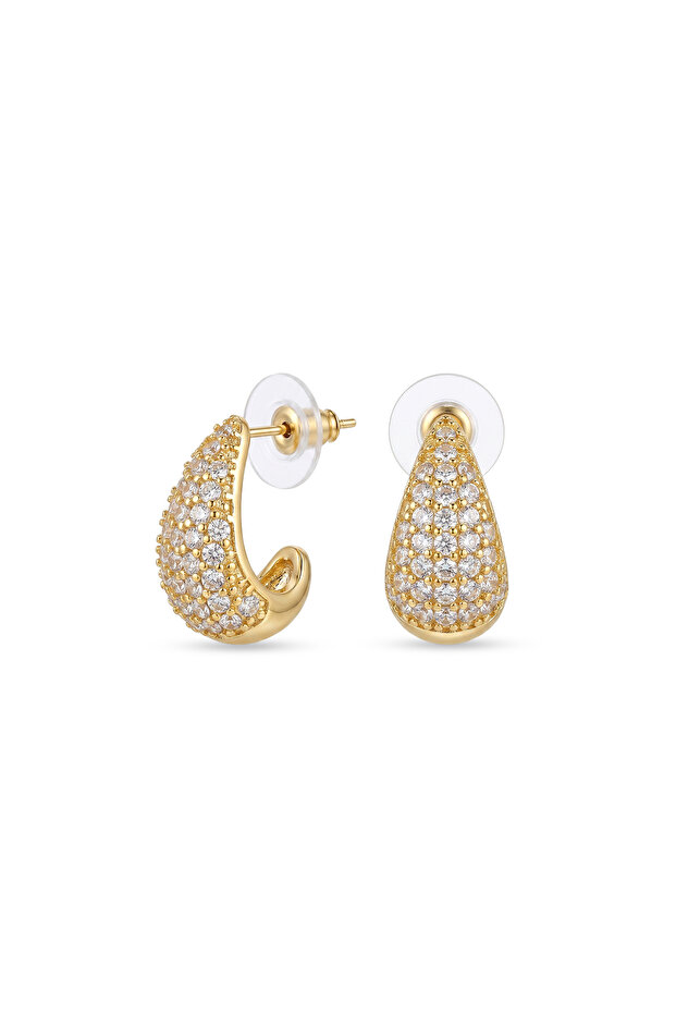 Steel Zircon Droplet Earrings