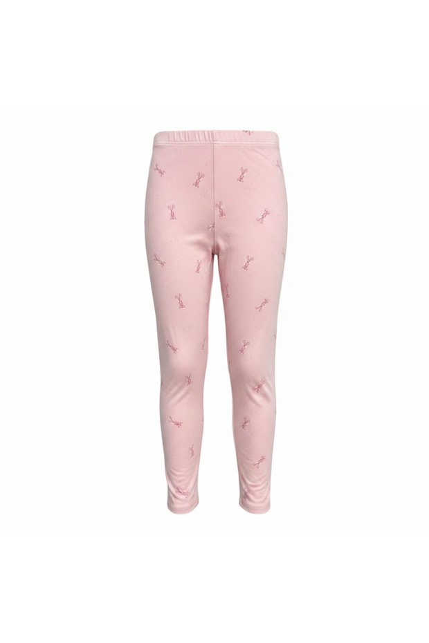 DUNNES Kids' Pink Bunny Print Cotton Leggings