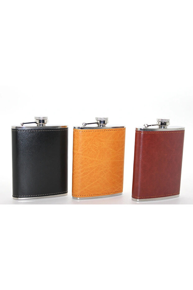 Stainless Steel Single 8 oz Water Bottle with Leather