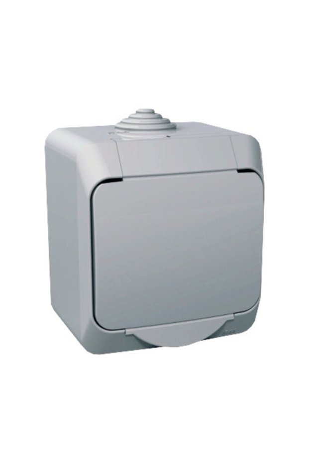 Schneider Cedar Plus IP44 grey single earthed socket, surface mounted
