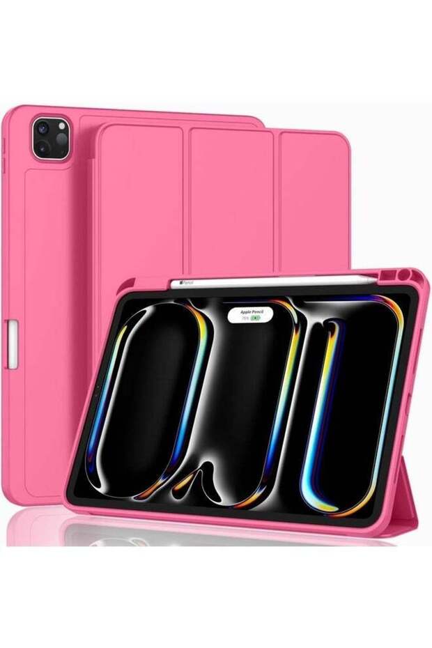 2024 iPad Pro 13 Inch Smart Case – Pink with Pencil Holder, Touch ID Support, and Auto Wake/Sleep Feature
