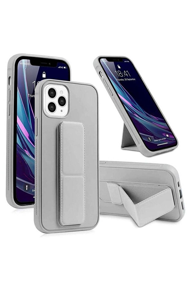 Case for iPhone 15 Pro Max, Back Stand, Magnetic Holder & Hand Grip, Anti-fall, Shockproof (Gray)