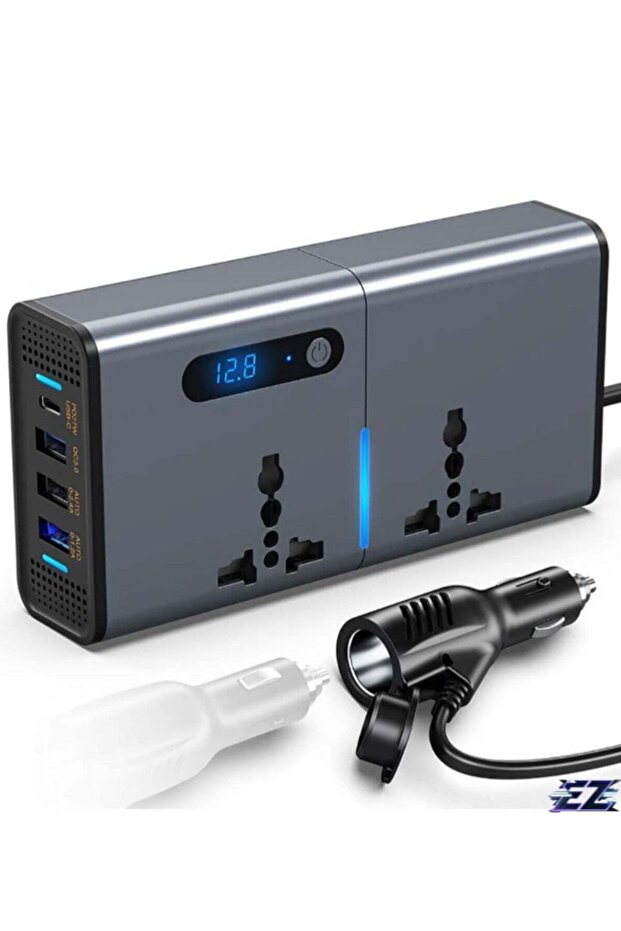 200W Compact DC to AC Car Inverter with Multi-Port Charging for Vehicles