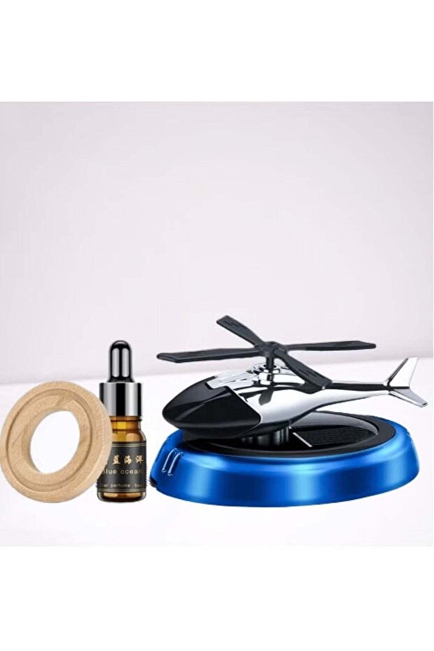 Helicopter Car Air Freshener – Solar-Powered Rotating Aromatherapy Diffuser in Silver Aviation Alloy Design