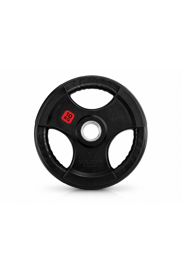 Olympic Tri-Grip Rubber Coated Weight Plate 10KG Pack of 2 – Heavy Duty Gym Plate for Strength Training & Weightlifting