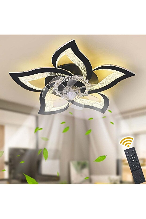 Ceiling Fan with Lights Remote Control, Black Personalized Ceiling Fan with Light, 6 Speeds 3 Light Color Flush Mount Ceiling Fan for Kitchen Bedroom