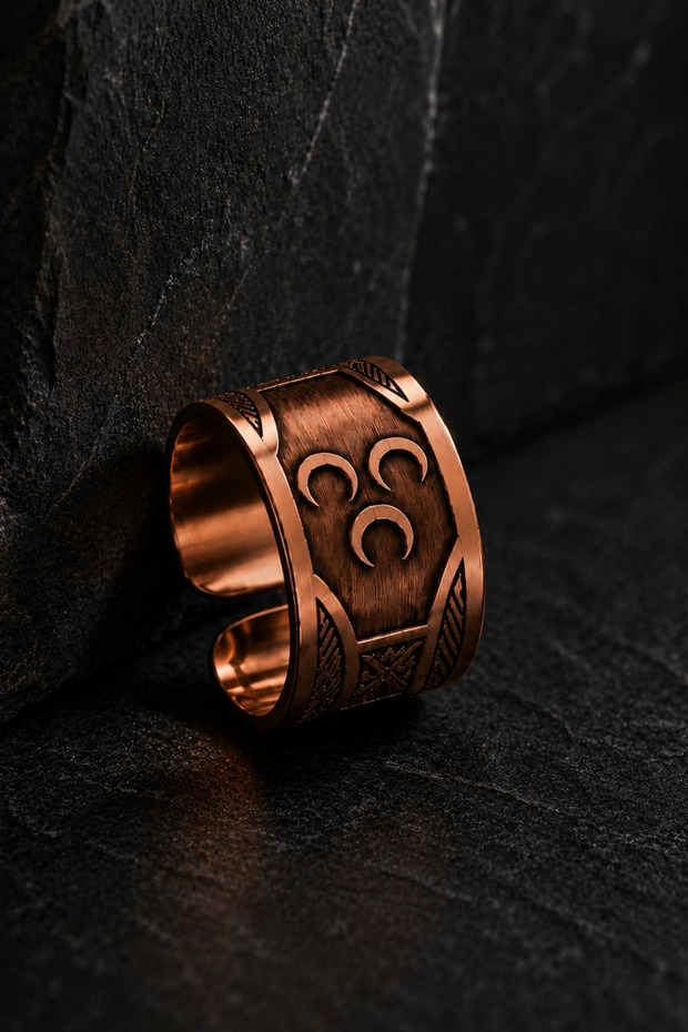 Men's Copper Ring Authentic Handcrafted Adjustable Design - 3