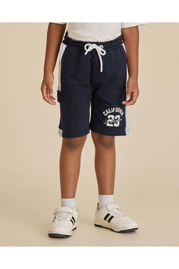 Boys Navy Printed Shorts