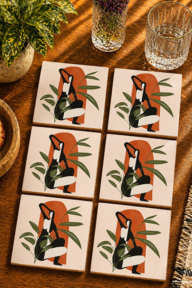Abstract - Bohemian Modern Set of 6 Coasters - Uv Printing Mdf - 10X10 cm