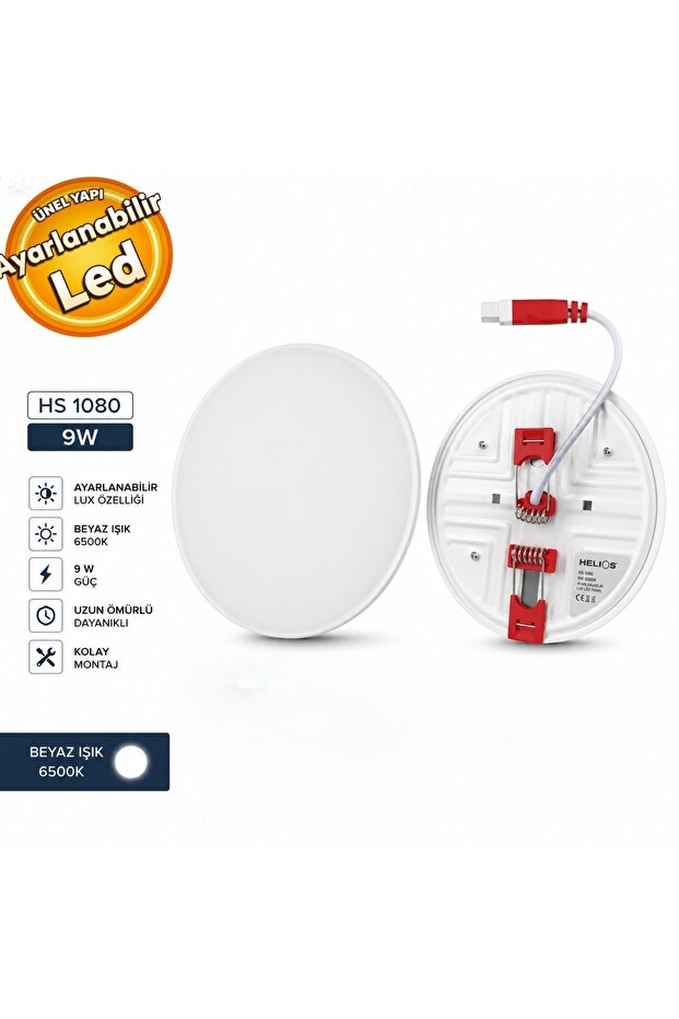 Helios HS1080 Opto 9 W Backlight Lux Led Panel Beyaz Işıklı Led Spot ...