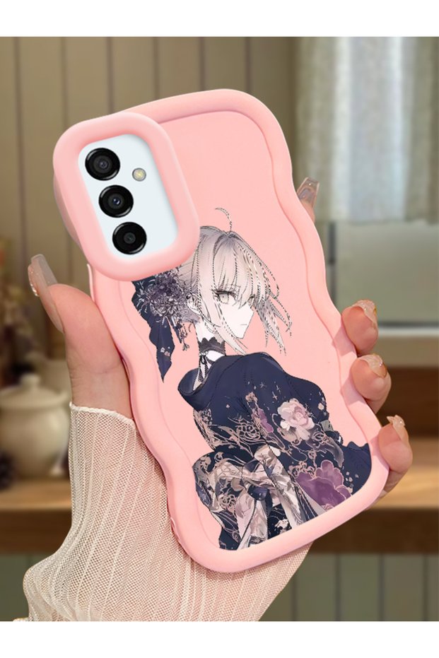 Samsung Galaxy M23 Compatible Case Camera Protector Pink Silicone Couple Phone Case Girl Pattern