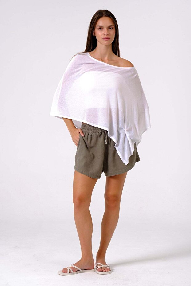 Clothing Asymmetrical Knitwear Cape Poncho White