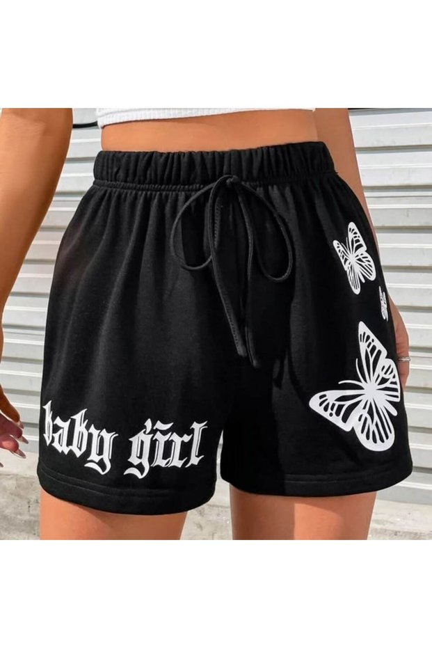Black Printed Women's Shorts