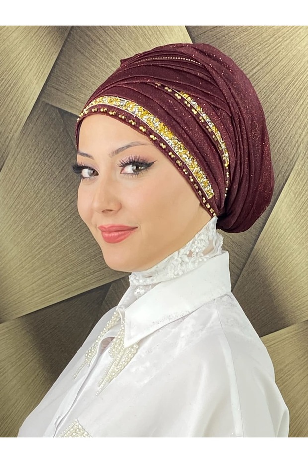 Gold Stone Evening Dress Shawl Bonnet