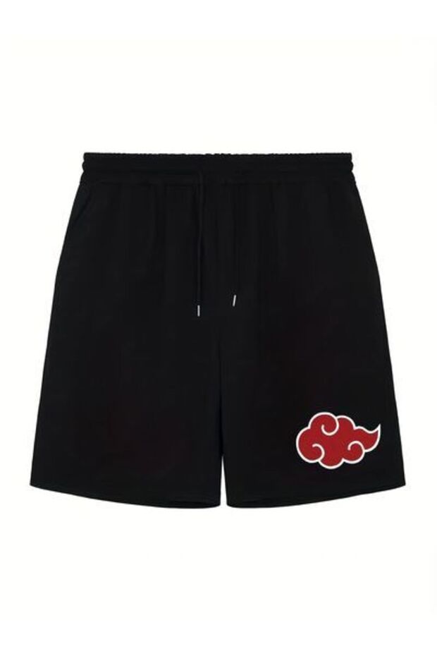 Black Printed Oversize Shorts - 1