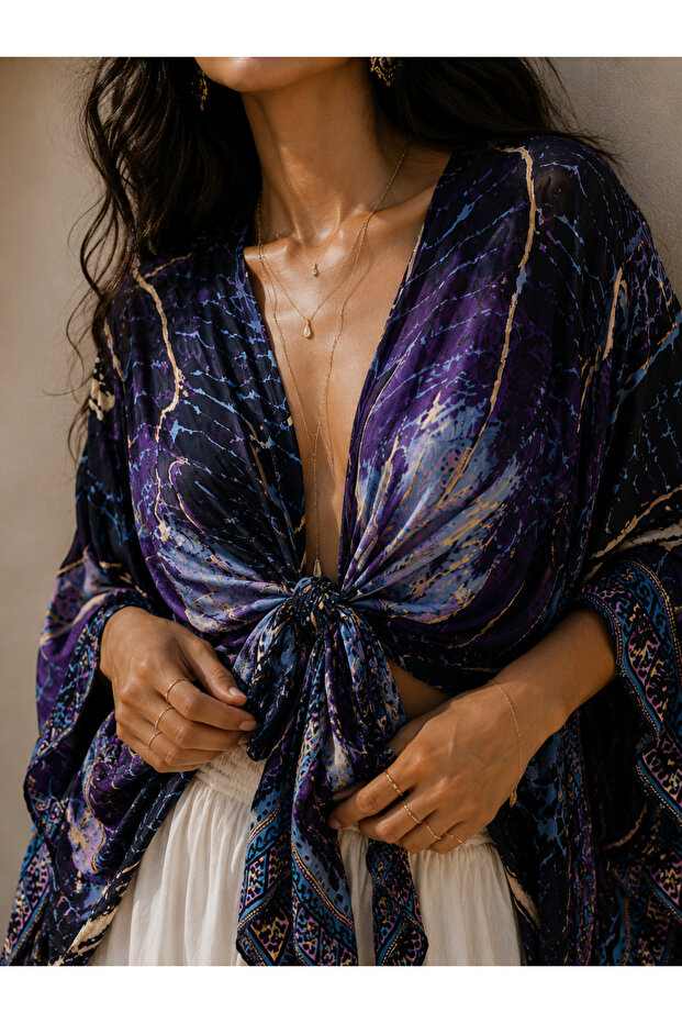 Ethnic Pattern Authentic Imported Silk Bolero-Double Breasted Bustier Std34-46