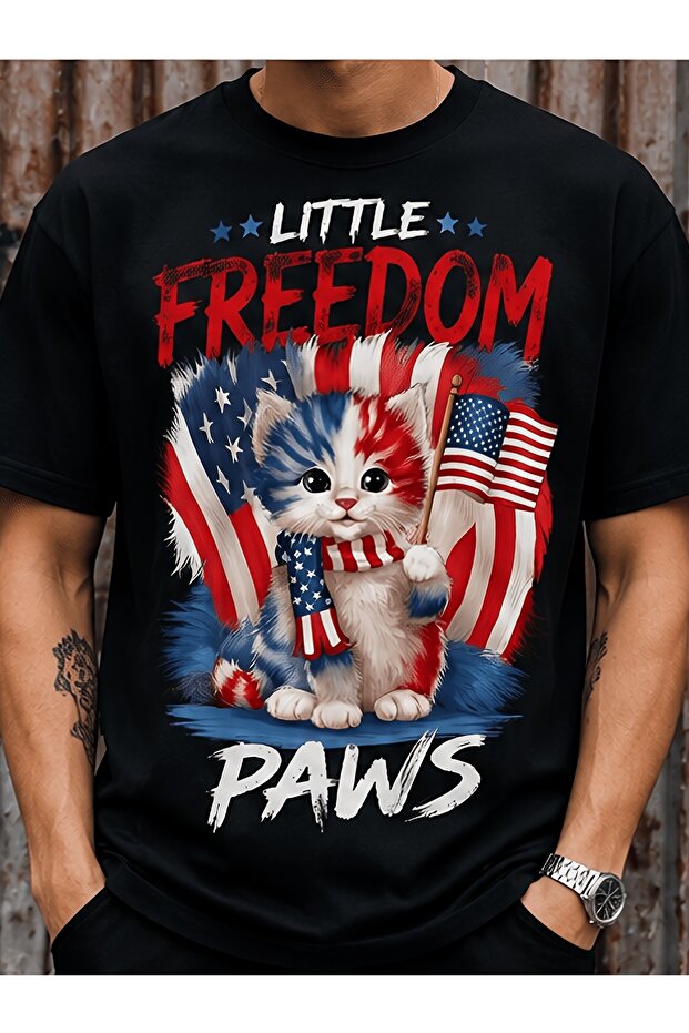 تي شيرت رجالي برسومات Little Freedom Paws