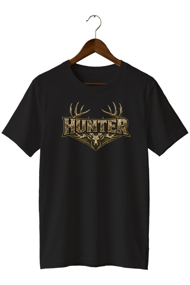 Camouflage Printed T-Shirt Hunter Deer Figured Nature T-Shirt