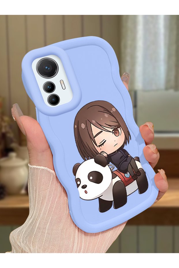 Mi 12 Lite Compatible Case Camera Protective Blue Silicone Couple Phone Case Panda Pattern